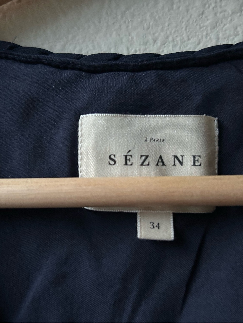 Sezane Robe FLORENCIA Pleated DRESS Navy Blue Sz 2 - Picture 11 of 12
